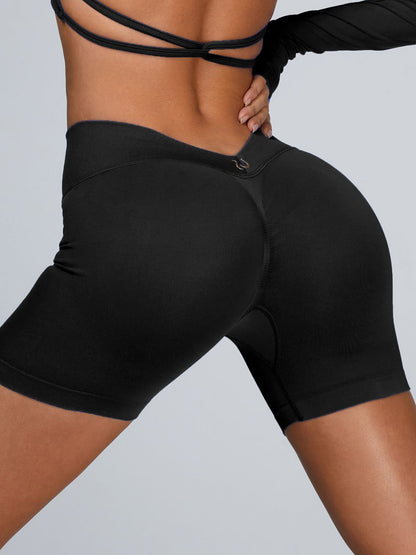 Deep V Back Scrunch Bum Spandex Gym Booty Shorts