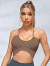 ZASUWA Female Halter Folds Pleated Backless Sports Bras