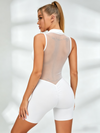 Sexy Sheer Mesh Back Deep V Back Scrunch Bum Zipper Short Romper