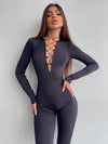 ZASUWA Female Deep V Lace-up Fashion Jumpsuits