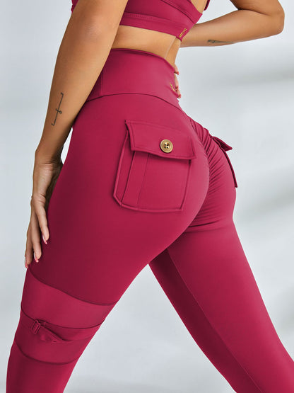 Unique Cut Out Pocket Mesh Scrunch Bum Leggings