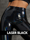 ZASUWA Female Faux Leather Laser High-rise Leggings