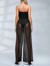 🖤ZASUWA Female Sexy Sheer Mesh Backless Flare Jumpsuit