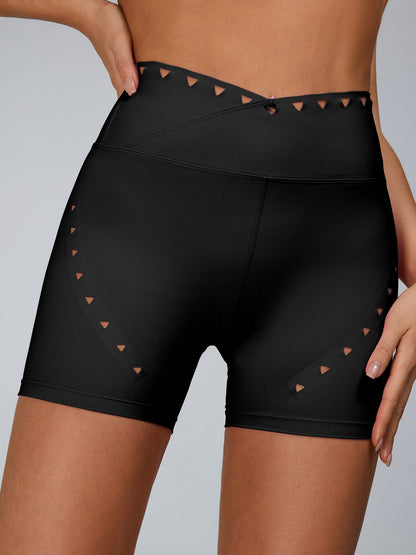 Cutout V Shape Waist Spandex Gym Booty Shorts
