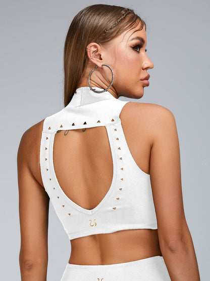 Cutout V Shape Waist Backless Skirt Suit