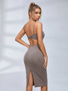 V Meatal Cutout Backless Split Dress