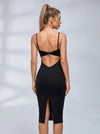 V Meatal Cutout Backless Split Dress