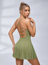 Lace-Up Back Ribbed Tennis Dress