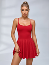 Lace-Up Back Ribbed Tennis Dress