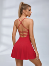 Lace-Up Back Ribbed Tennis Dress