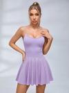Lace-Up Back Ribbed Tennis Dress