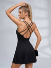 Crisscross Back Active Dress with Built-in Shorts