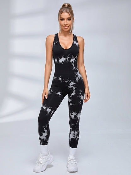 Hot Tie-dye Backless Halter Scrunch Bum Jumpsuit