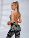 Hot Tie-dye Backless Halter Scrunch Bum Jumpsuit
