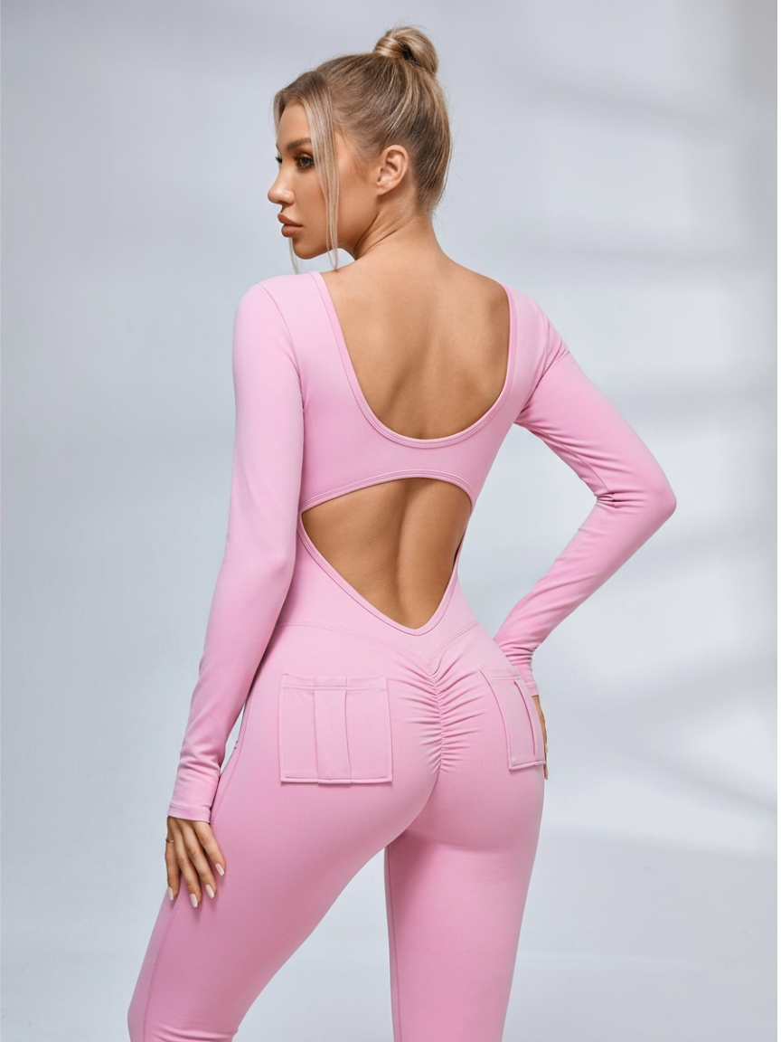 ZASUWA Damen Sexy Cutout Pocket Booty Cargo Jumpsuit