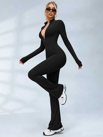 Zipper Flare Jumpsuit
