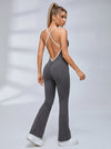 Cross Back Stripes Flare Jumpsuit