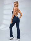Cross Back Stripes Flare Jumpsuit