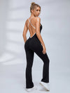 Cross Back Stripes Flare Jumpsuit