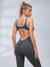 Contrast Color Backless Ribbed Jumpsuit
