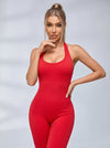 Ribbed Backless Halter Scrunch Bum Jumpsuit