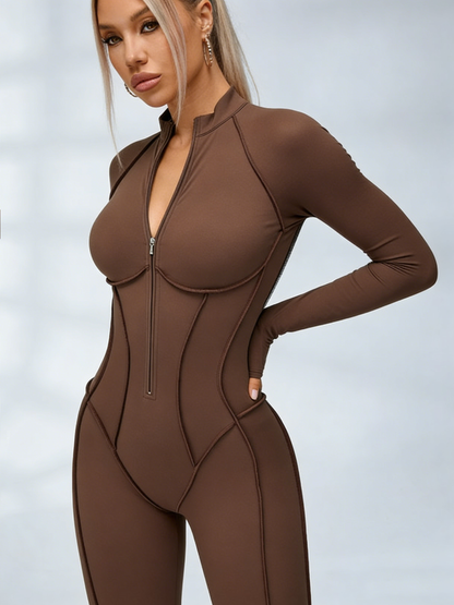 Sexy Zipper Stitch Performance Jumpsuit