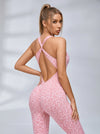 Sexy Jumpsuit mit Leopardenmuster, überkreuztem und tiefem V-Rücken