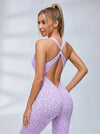 Sexy Jumpsuit mit Leopardenmuster, überkreuztem und tiefem V-Rücken