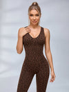 Sexy Jumpsuit mit Leopardenmuster, überkreuztem und tiefem V-Rücken