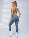Sexy Jumpsuit mit Leopardenmuster, überkreuztem und tiefem V-Rücken