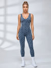 Sexy Jumpsuit mit Leopardenmuster, überkreuztem und tiefem V-Rücken