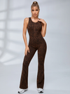 Leopard Print Half-Zip Jumpsuit