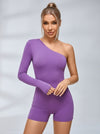 One-Shoulder Lace-Up Unitard Romper