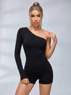 One-Shoulder Lace-Up Unitard Romper