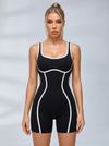 Contrast‑Trim Cut‑Out Racerback Compression Romper