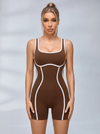 Contrast‑Trim Cut‑Out Racerback Compression Romper