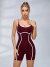 Contrast‑Trim Cut‑Out Racerback Compression Romper