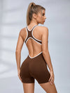 Contrast‑Trim Cut‑Out Racerback Compression Romper