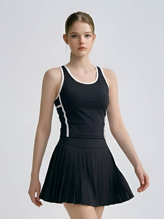 Tanktop mit Ringerrücken und Faltenrock-Set