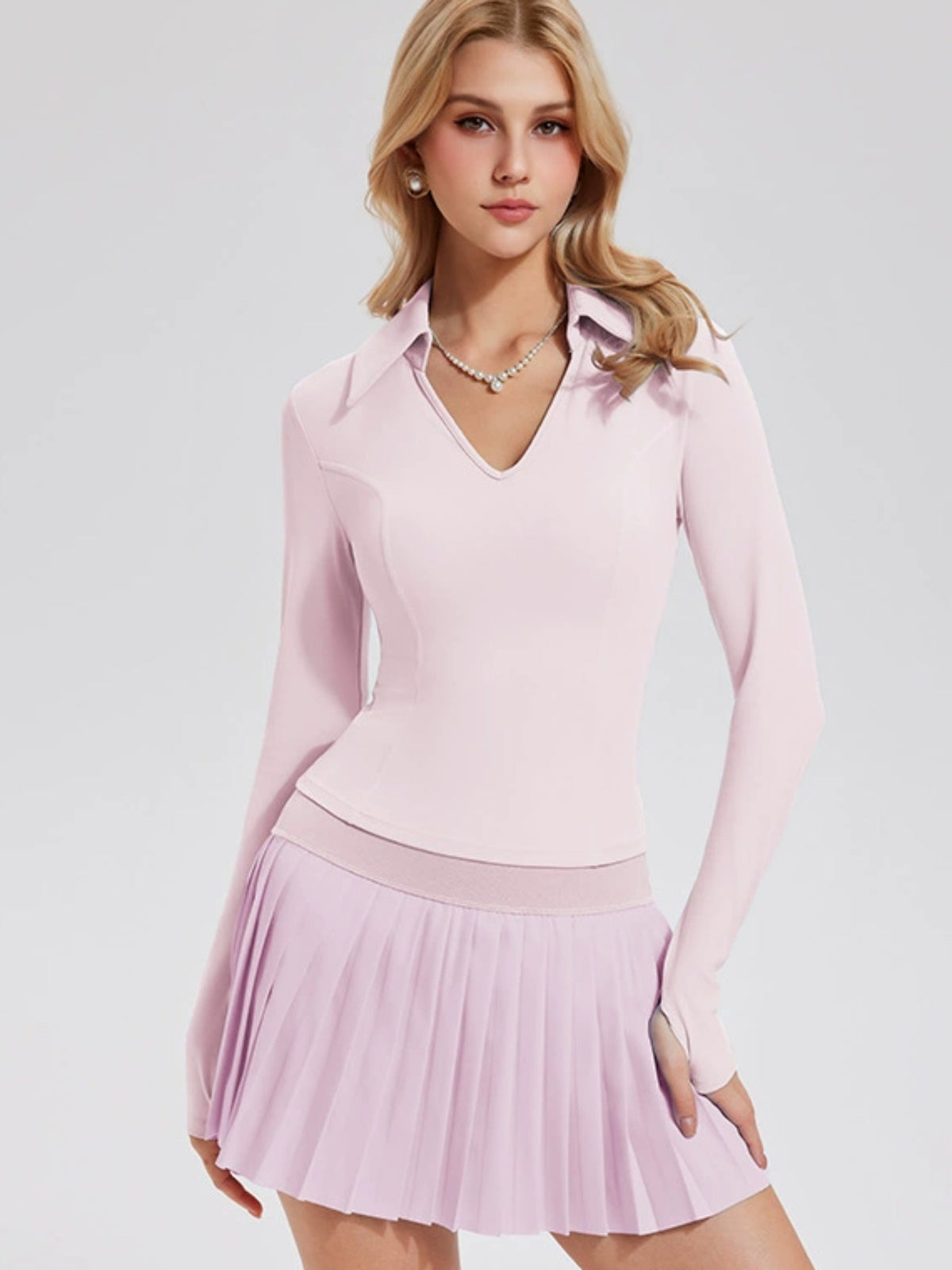 Collared Long-Sleeve Tennis Set