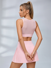 Mesh Pleated 2 In 1 Tennis Skirts Suit