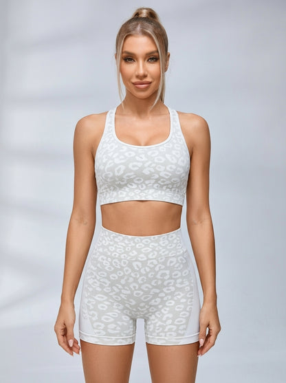 Leopard Print Cross Back Short Tracksuit