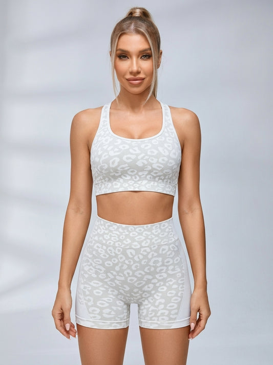 Leopard Print Cross Back Short Tracksuit
