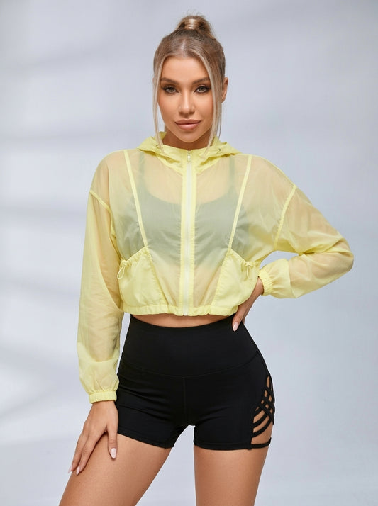 Cropped Sheer Windbreaker With Hot Shorts