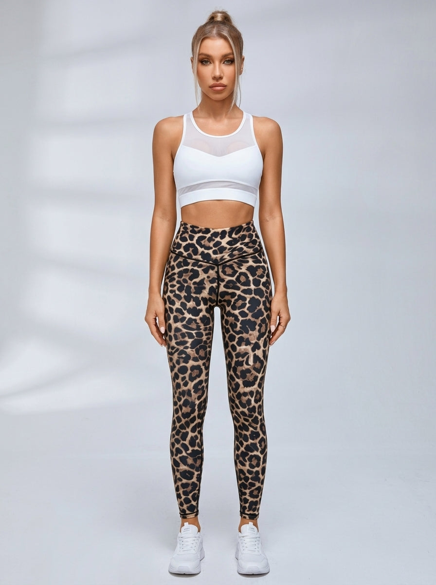 Leopard Deep V-Rücken Scrunch Butt Trainingsanzug