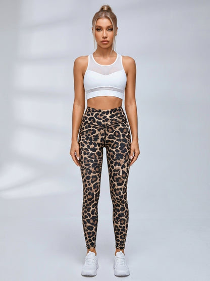 Leopard Deep V-Rücken Scrunch Butt Trainingsanzug