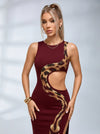 Snake Print Cutout Split Dress