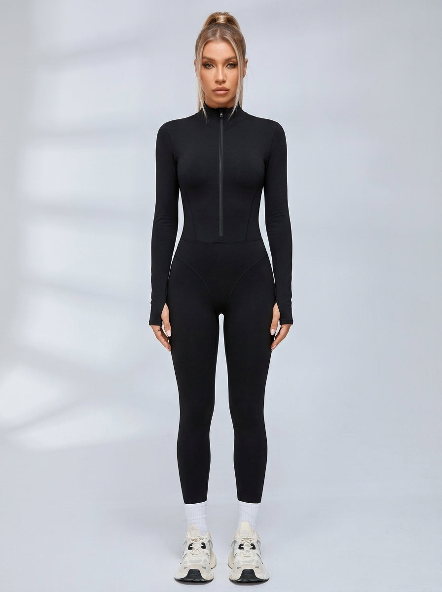 Sexy Zipper Fleece Jumpsuit