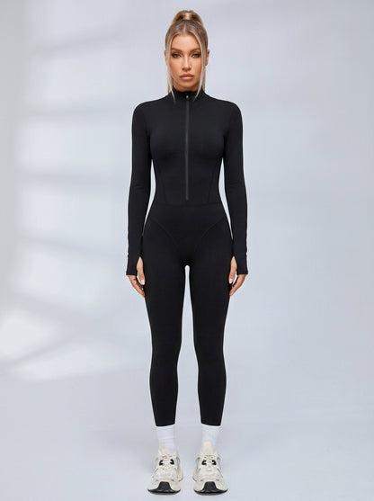 Sexy Zipper Fleece Jumpsuit