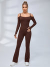 U Collar Scrunch Bum Elastic Tight Jumpsuit
